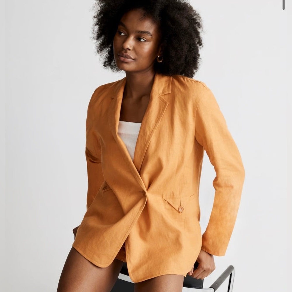 Madewell Double Breasted Crossover Linen Blazer